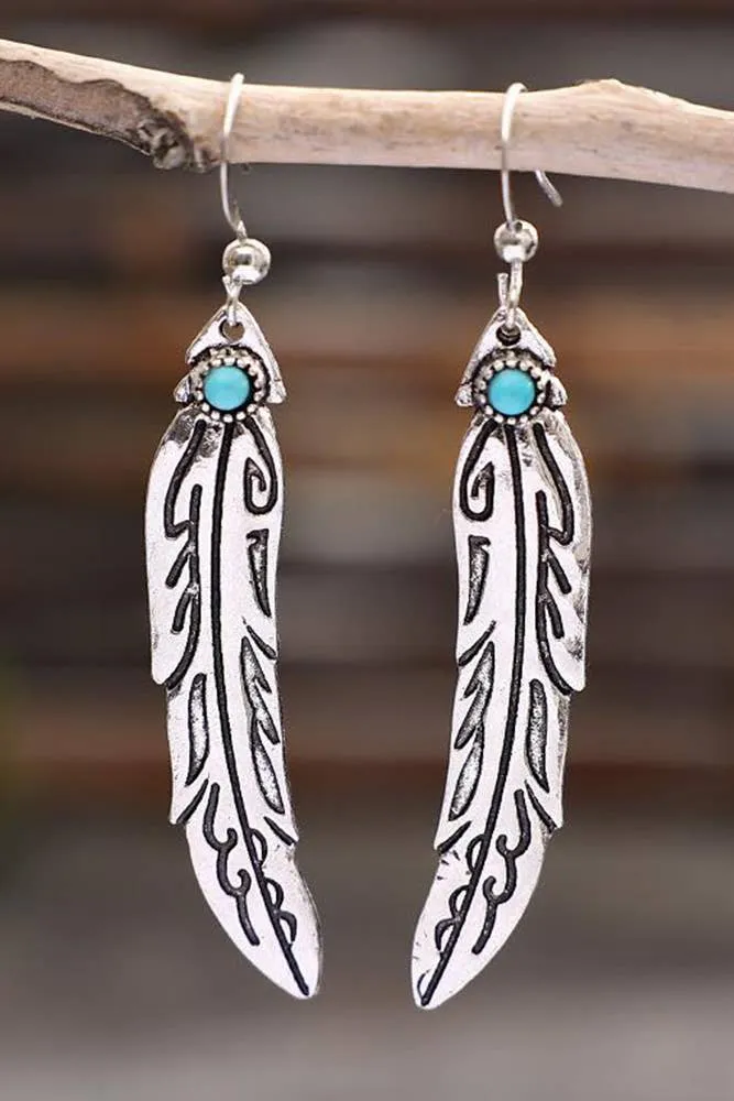 Feather Turquoise Earrings