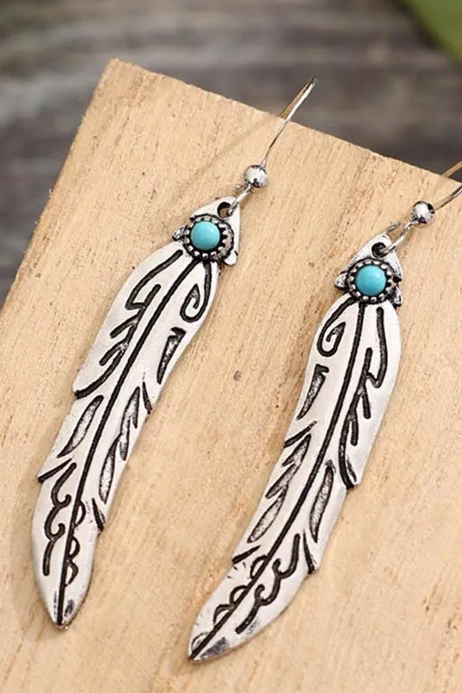 Feather Turquoise Earrings