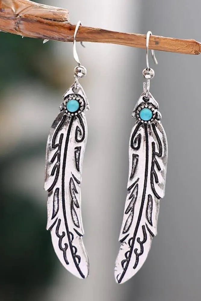 Feather Turquoise Earrings