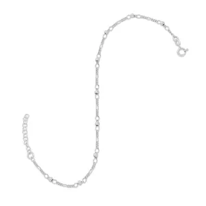 Figaro Chain Anklet with Beads, 9" 1" ext.