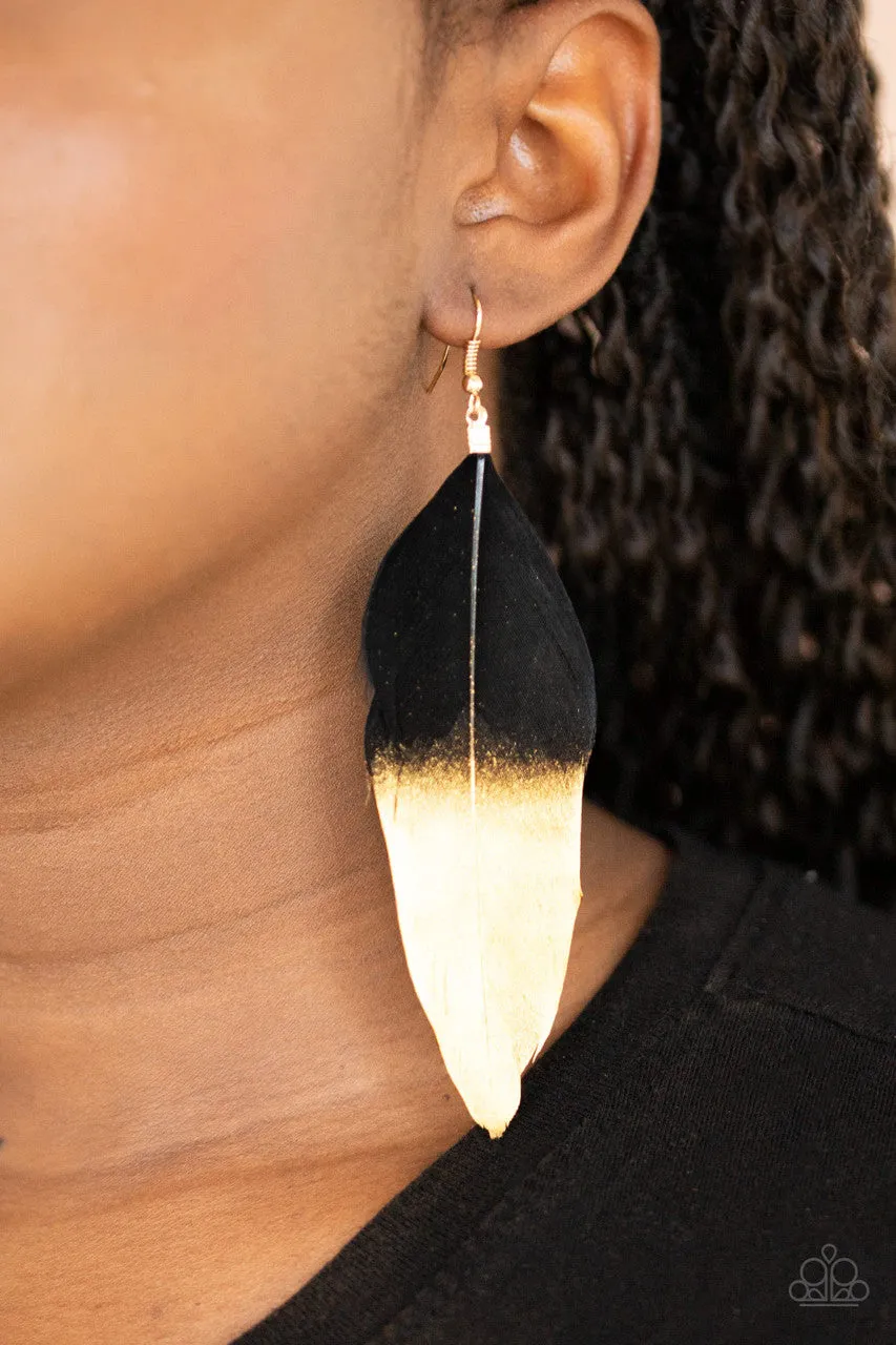 Fleek Feathers Black Paparazzi Earrings