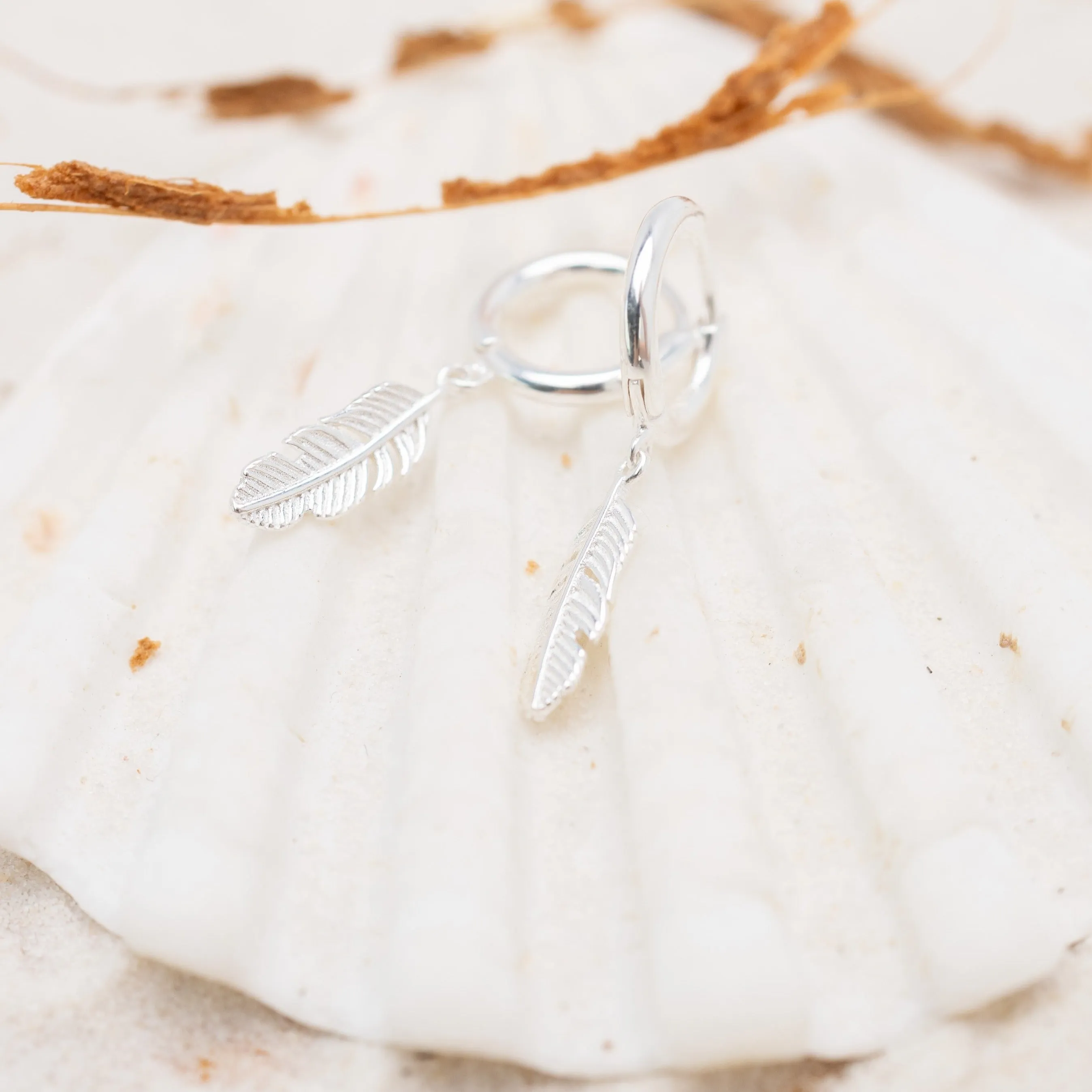 Floating Feather Hoops