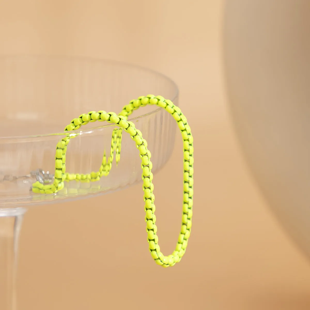 Fluorescent Green Enamel Popcorn Chain Anklet