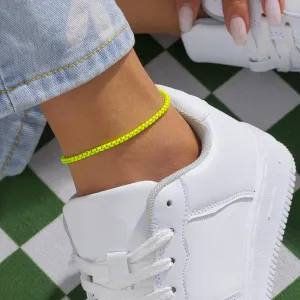 Fluorescent Green Enamel Popcorn Chain Anklet