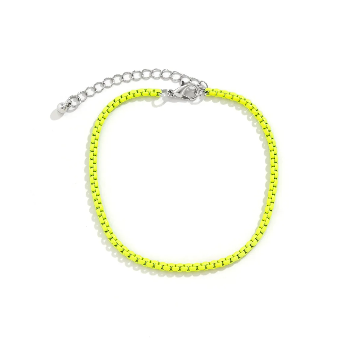 Fluorescent Green Enamel Popcorn Chain Anklet