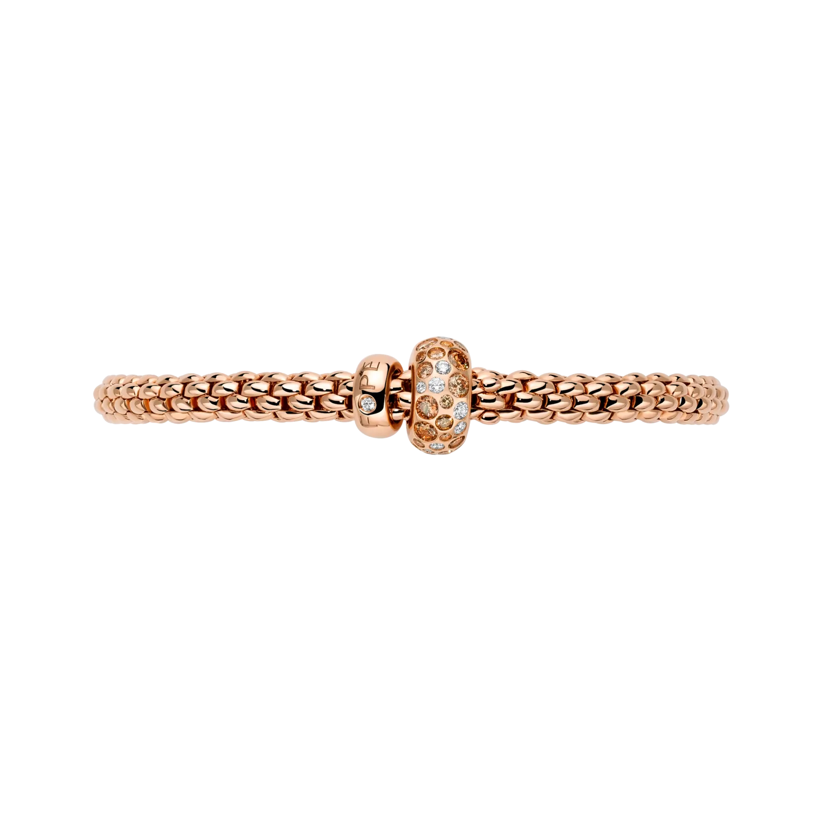 Fope Solo Flex'it 18k Rose Gold Diamond Bracelet - Medium