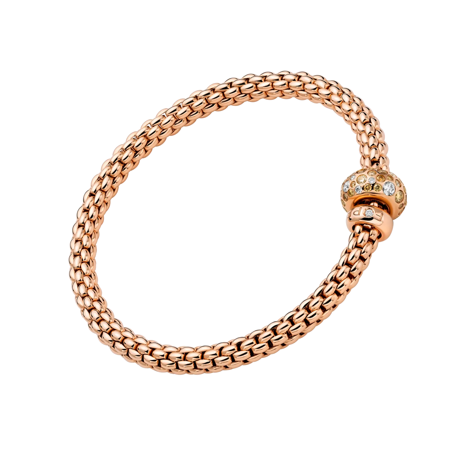 Fope Solo Flex'it 18k Rose Gold Diamond Bracelet - Medium