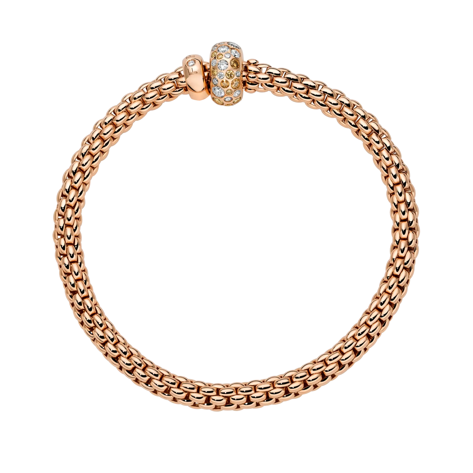 Fope Solo Flex'it 18k Rose Gold Diamond Bracelet - Medium