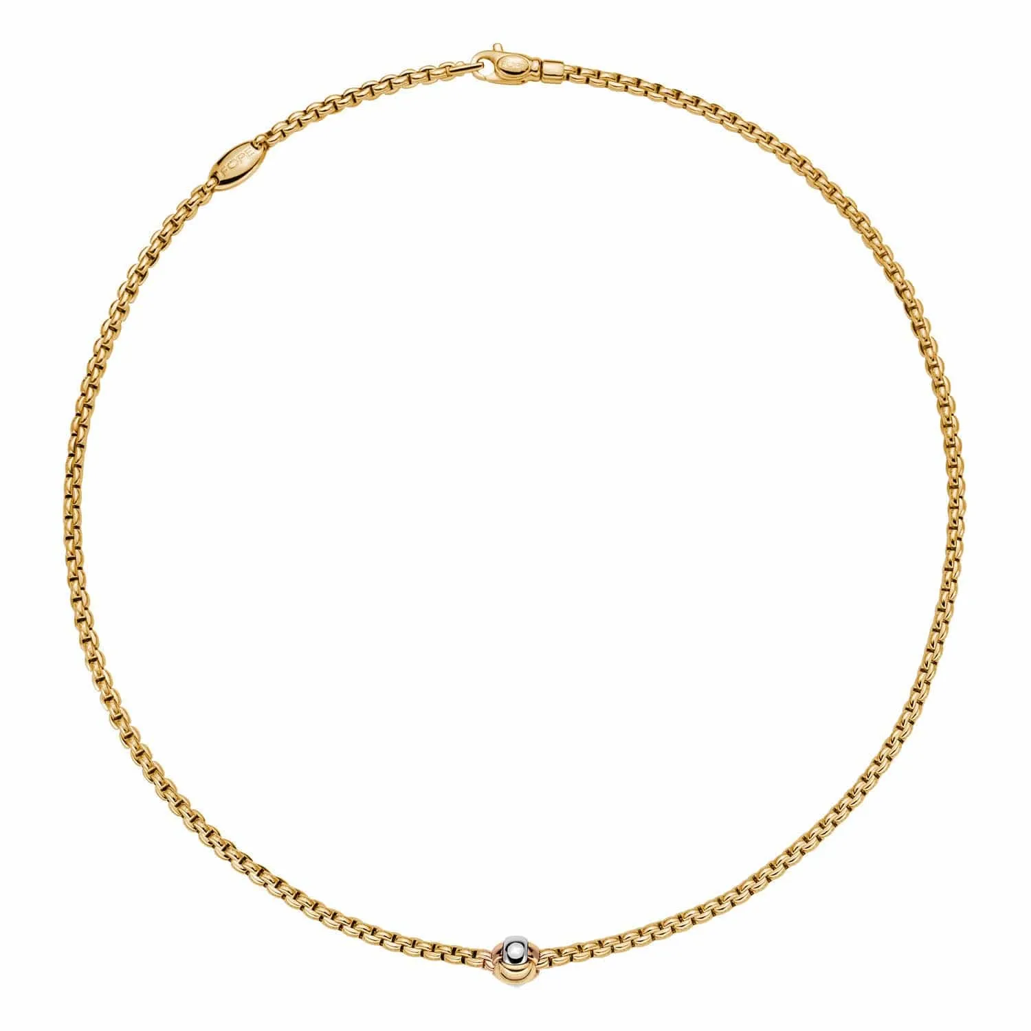 Fope Yellow Gold with Tri-Tone Knot Eka Tiny Necklace