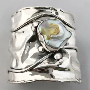 Freshwater Pearl in Sterling Silver Cuff Bracelet