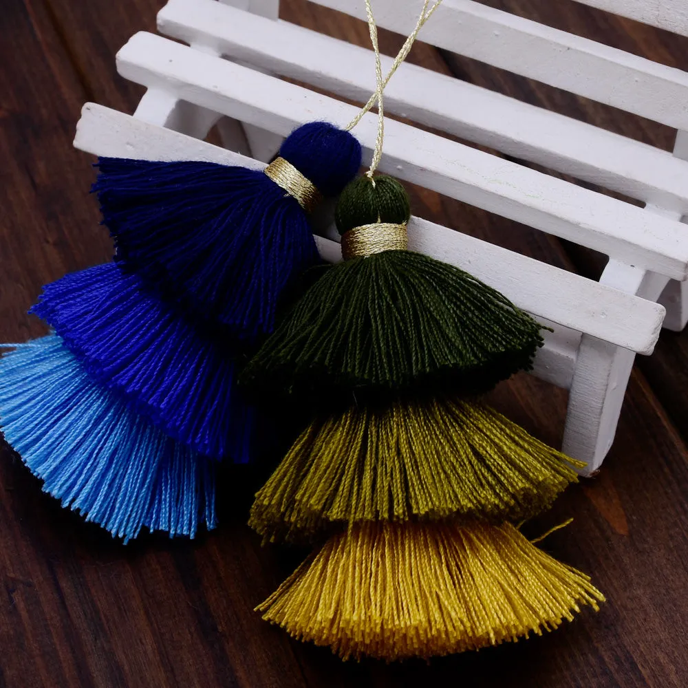 Fringe Tassel Earrings Three Tier Jewelry Tassels Stack Necklace Earrings Jewelry Pendants supplies,2pcs/lot