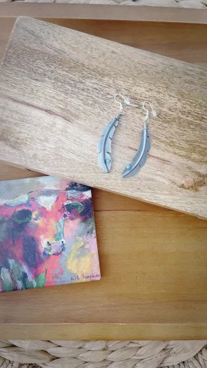 G3 Feather Silver and Turquoise Earrings