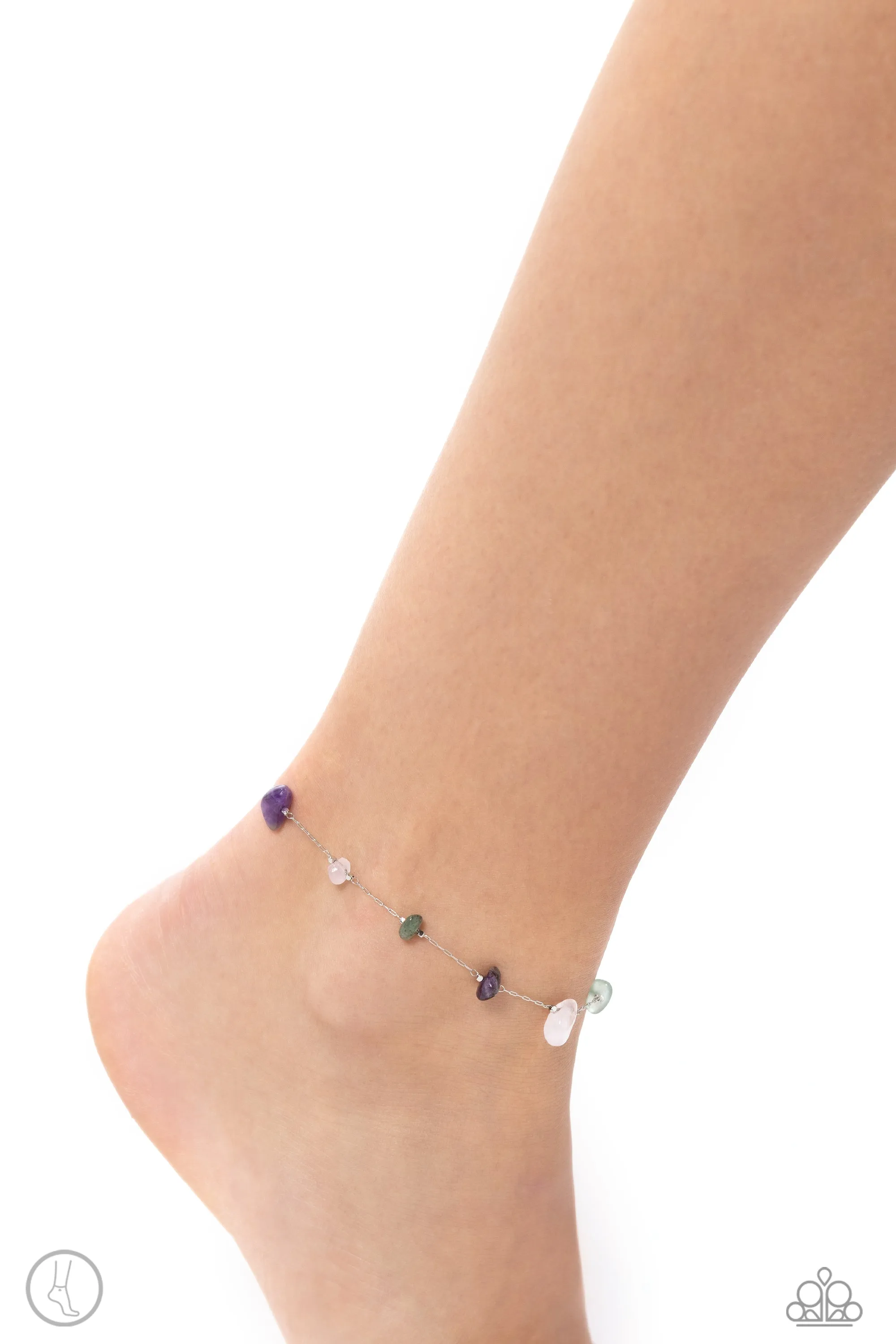 Gemstone Grace - Green - Jade, Rose Quartz, and Amethyst Stone Paparazzi Anklet