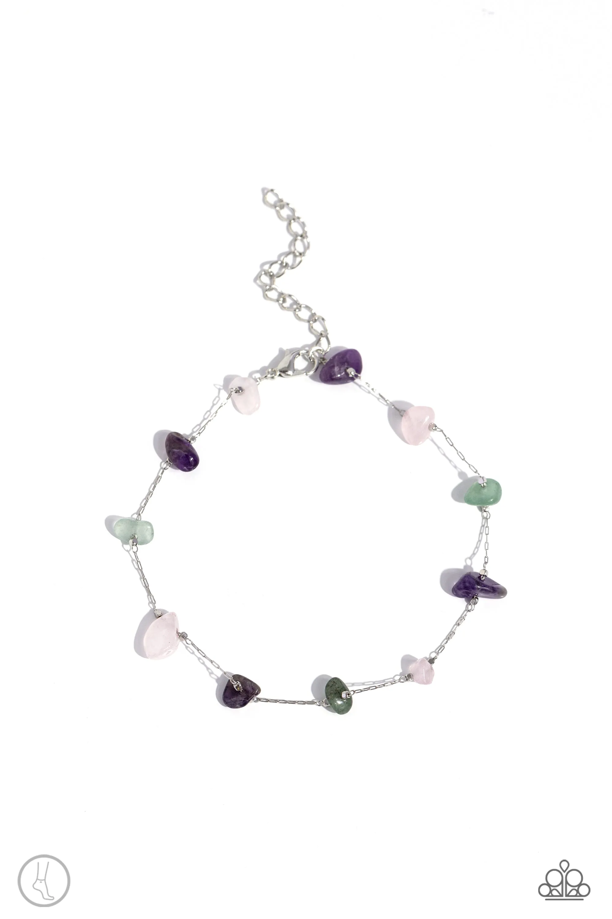 Gemstone Grace - Green - Jade, Rose Quartz, and Amethyst Stone Paparazzi Anklet