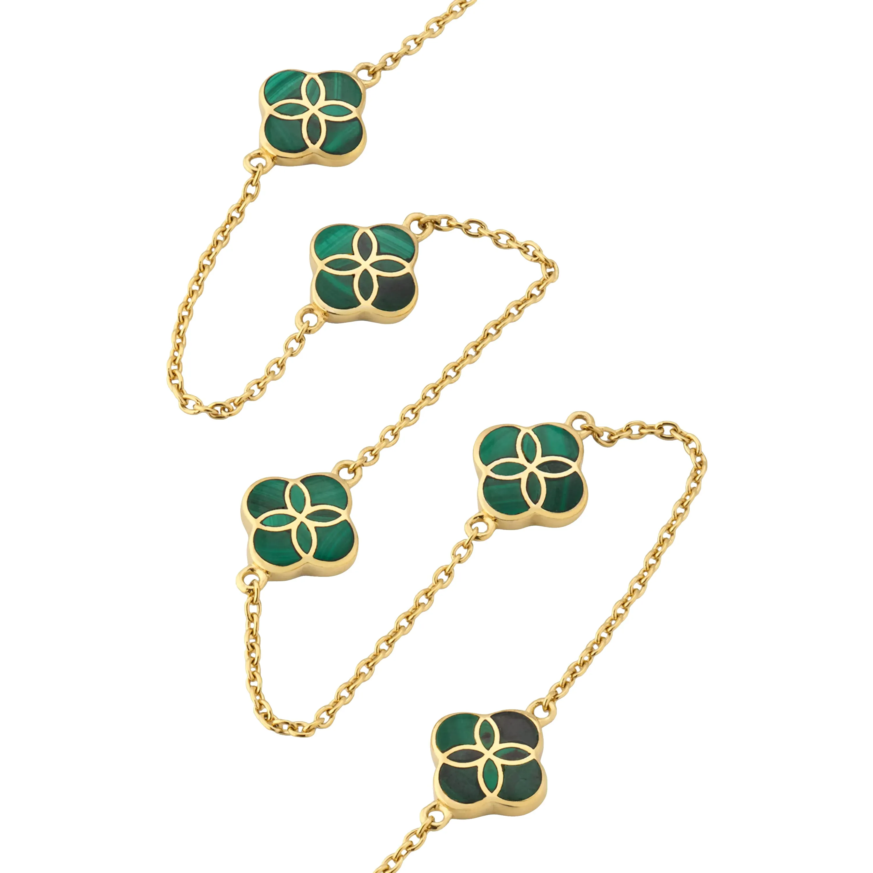 Gemstone Petal 5 Station Gold Vermeil Sterling Silver Necklace