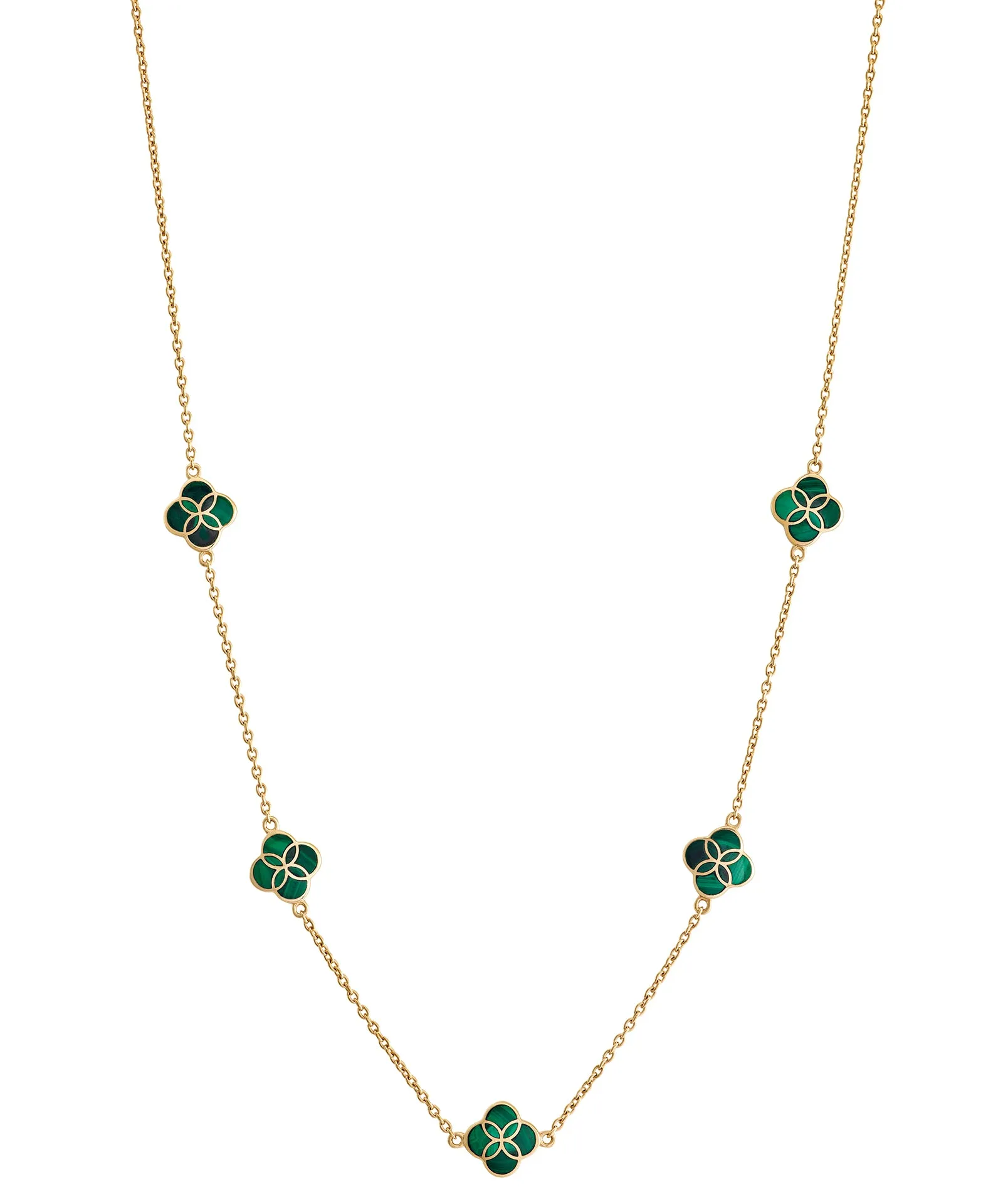Gemstone Petal 5 Station Gold Vermeil Sterling Silver Necklace
