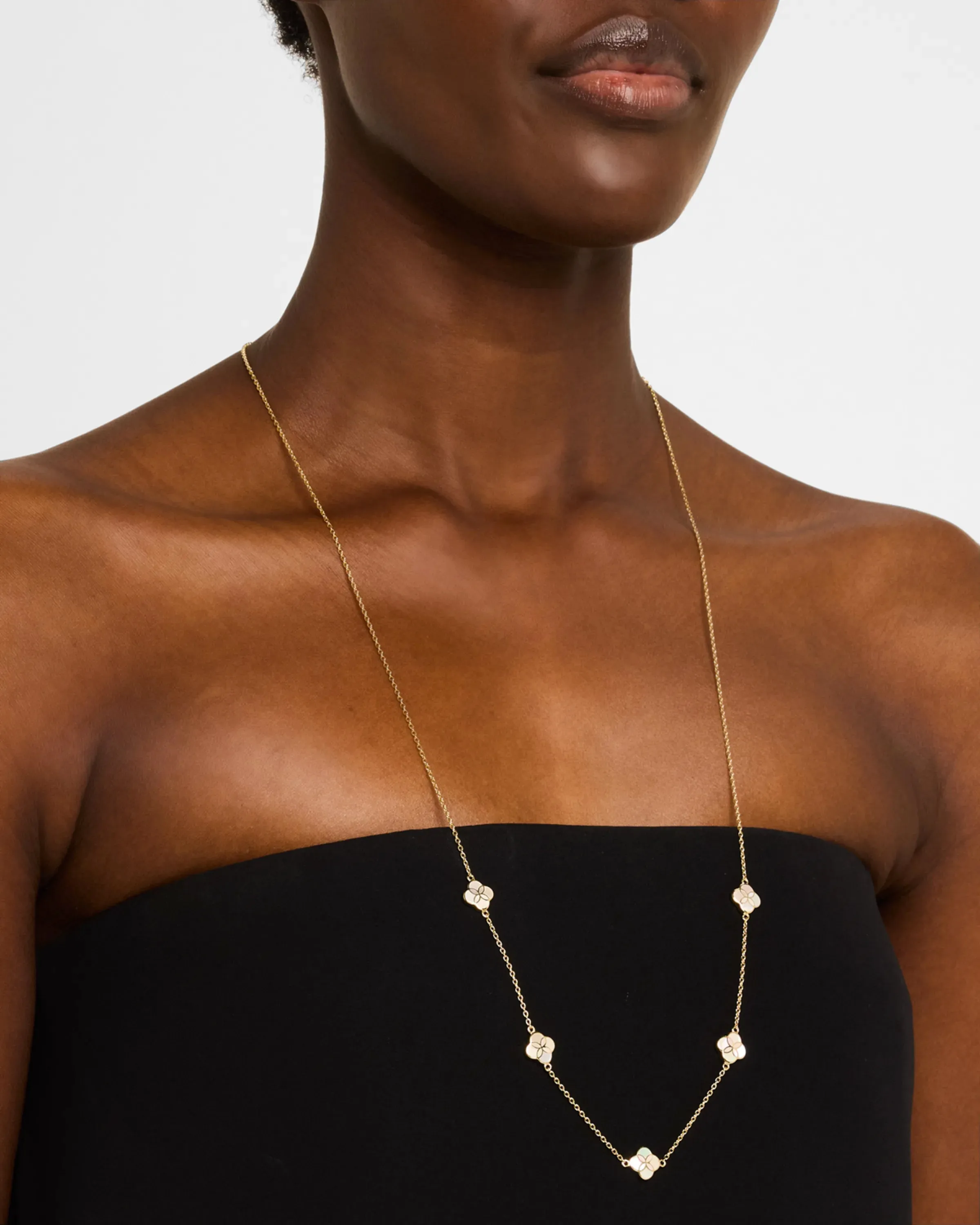 Gemstone Petal 5 Station Gold Vermeil Sterling Silver Necklace