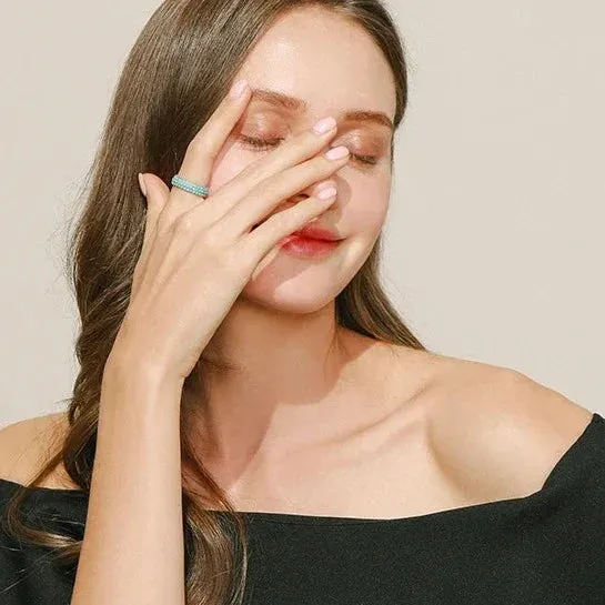 Genuine 925 Sterling Silver Luxury Turquoise Finger Rings For Women Vintage Retro Bohemian Style Rings Fine Jewelry
