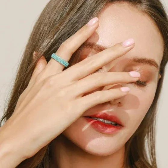 Genuine 925 Sterling Silver Luxury Turquoise Finger Rings For Women Vintage Retro Bohemian Style Rings Fine Jewelry