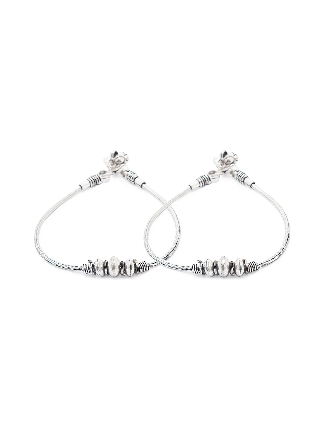 German Oxidised Silver Anklets Maharashtrian Payal Silver Plating Big Beads with Ghungroo Paijan