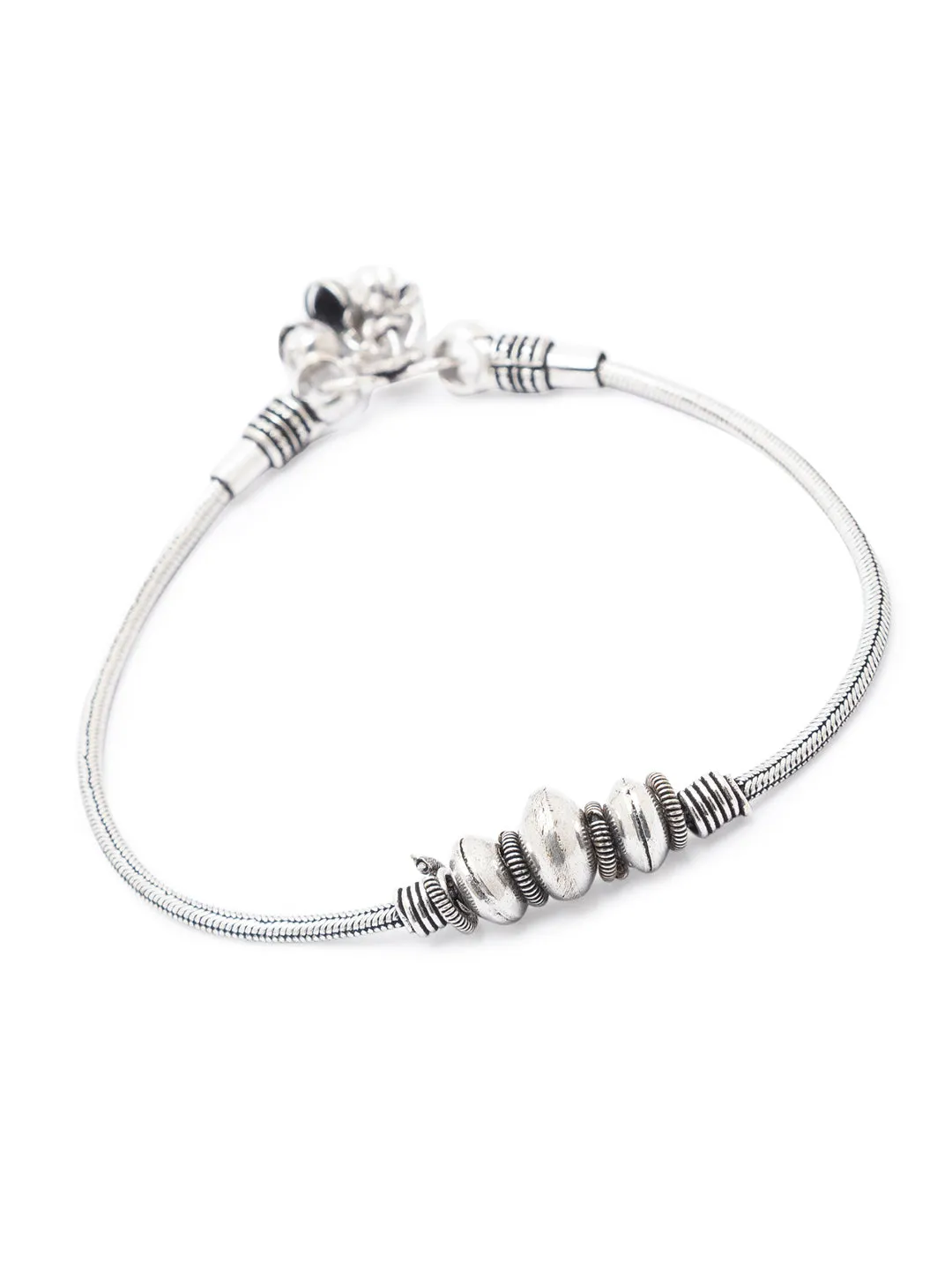 German Oxidised Silver Anklets Maharashtrian Payal Silver Plating Big Beads with Ghungroo Paijan