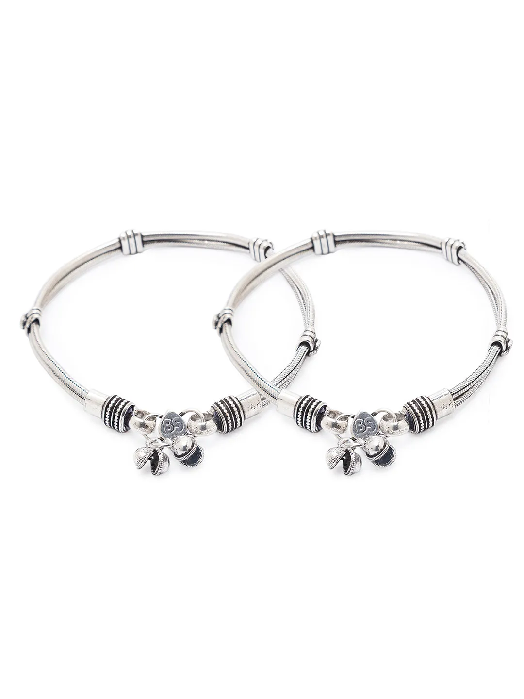 German Oxidised Silver Anklets Traditional Silver Plating Payal Stone Studded Ghungroo Foot Jewellery
