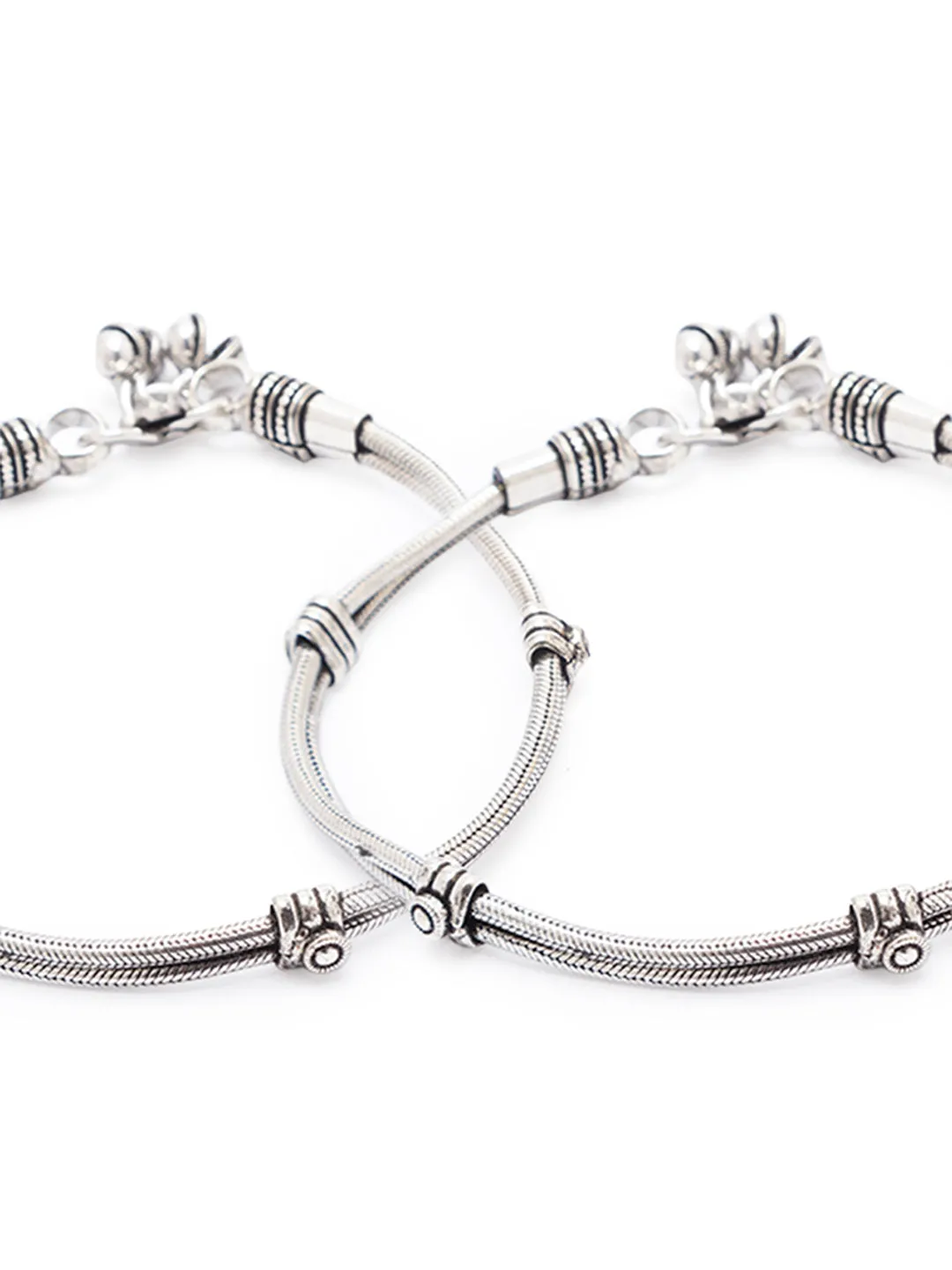 German Oxidised Silver Anklets Traditional Silver Plating Payal Stone Studded Ghungroo Foot Jewellery