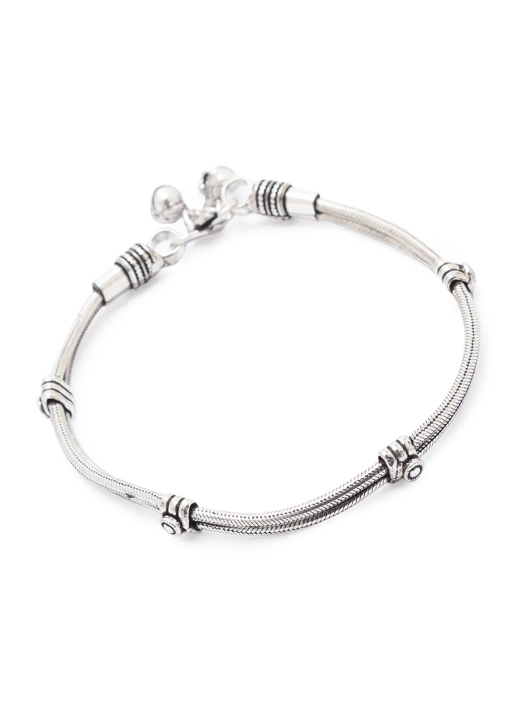 German Oxidised Silver Anklets Traditional Silver Plating Payal Stone Studded Ghungroo Foot Jewellery