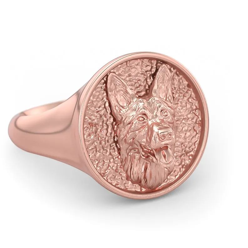 German Shepherd Classic Round Signet Ring