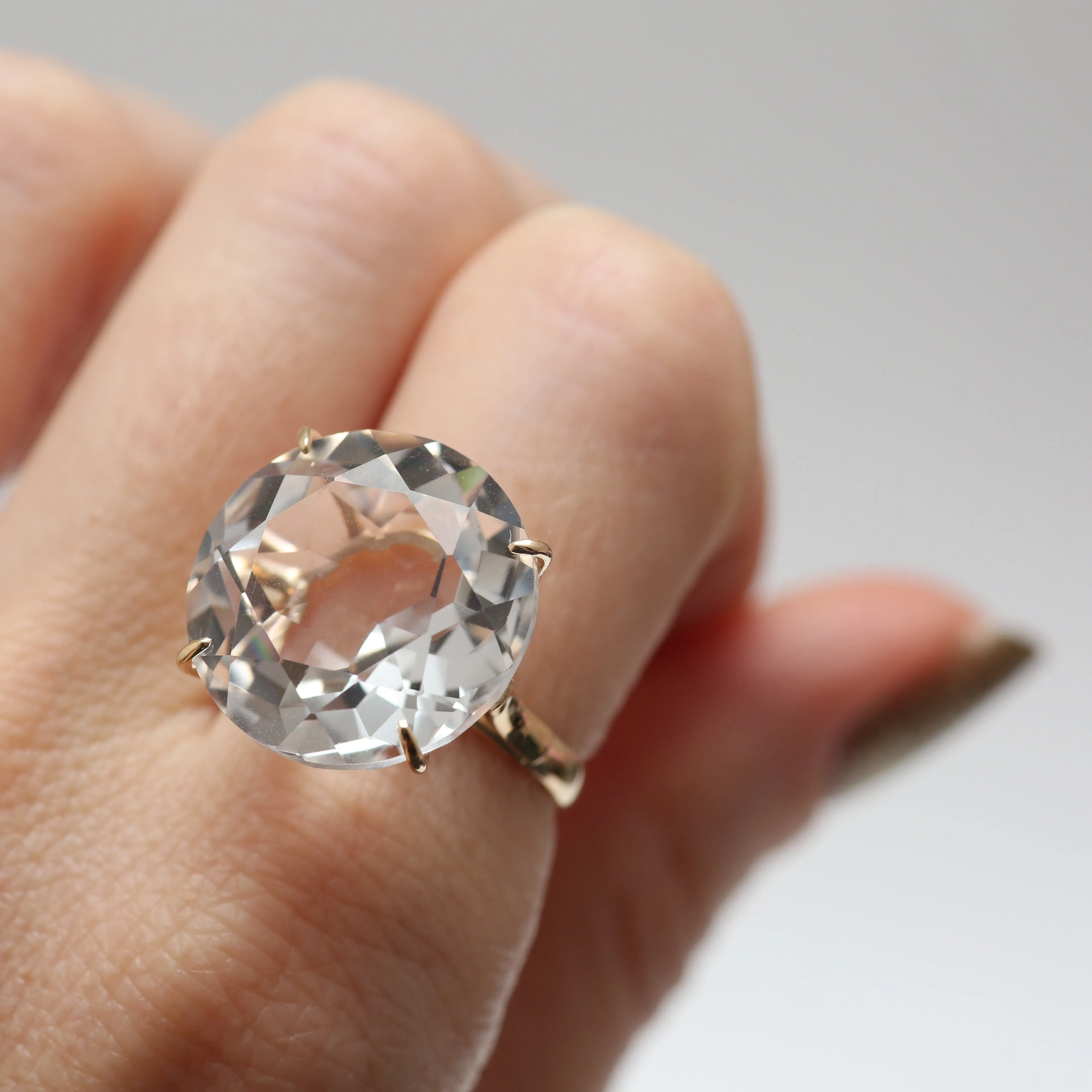 Gigantic 10k White Topaz Cocktail Ring