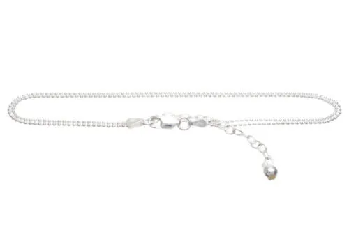 Glamorous Sterling Silver Adjustable Double Bead Anklet