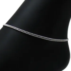 Glamorous Sterling Silver Adjustable Double Bead Anklet