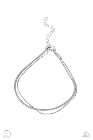 Glistening Gauge - Silver - Chain Paparazzi Anklet