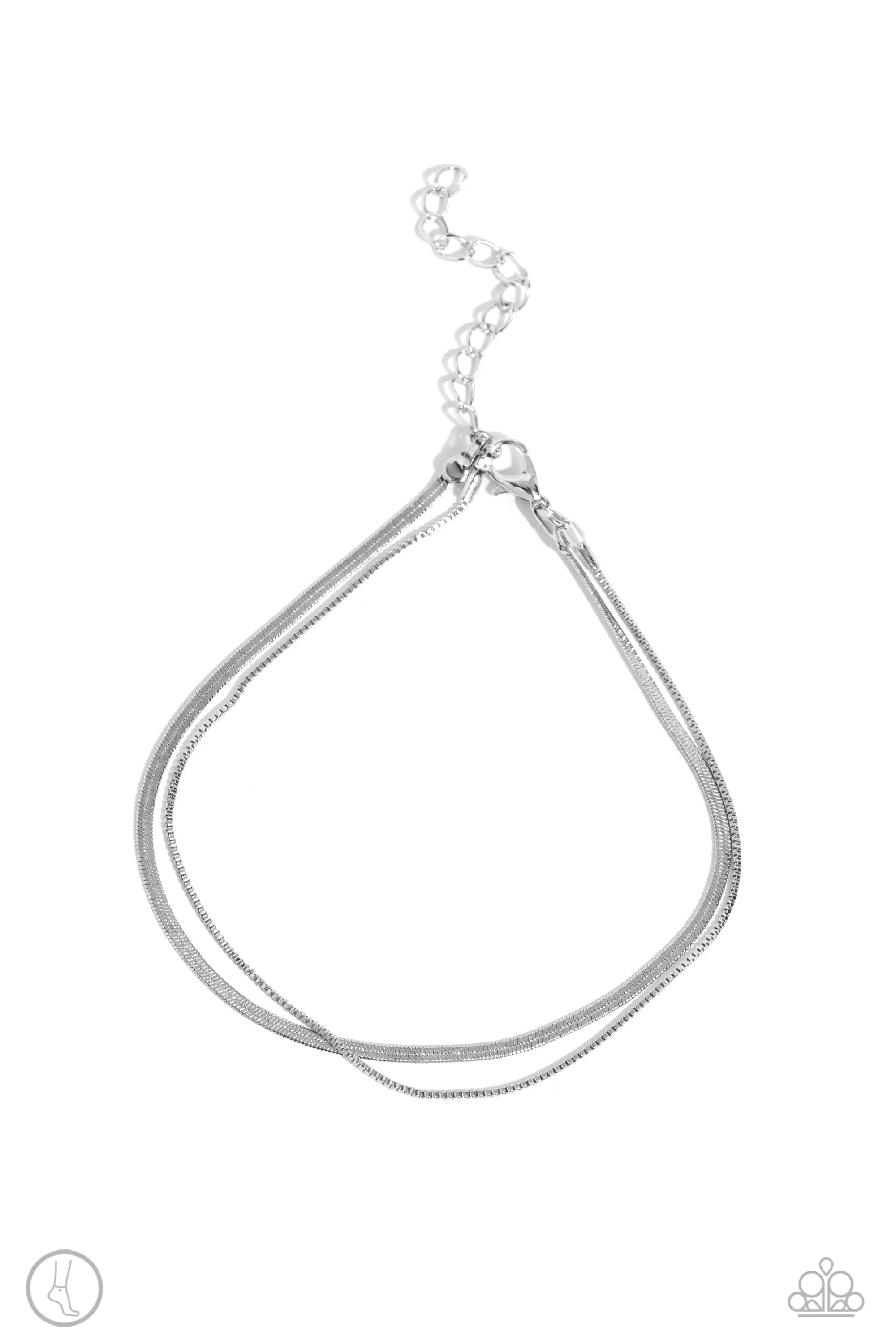 Glistening Gauge - Silver - Chain Paparazzi Anklet