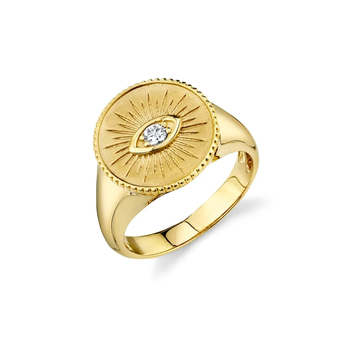 Gold & Diamond Marquise Eye Coin Signet Ring