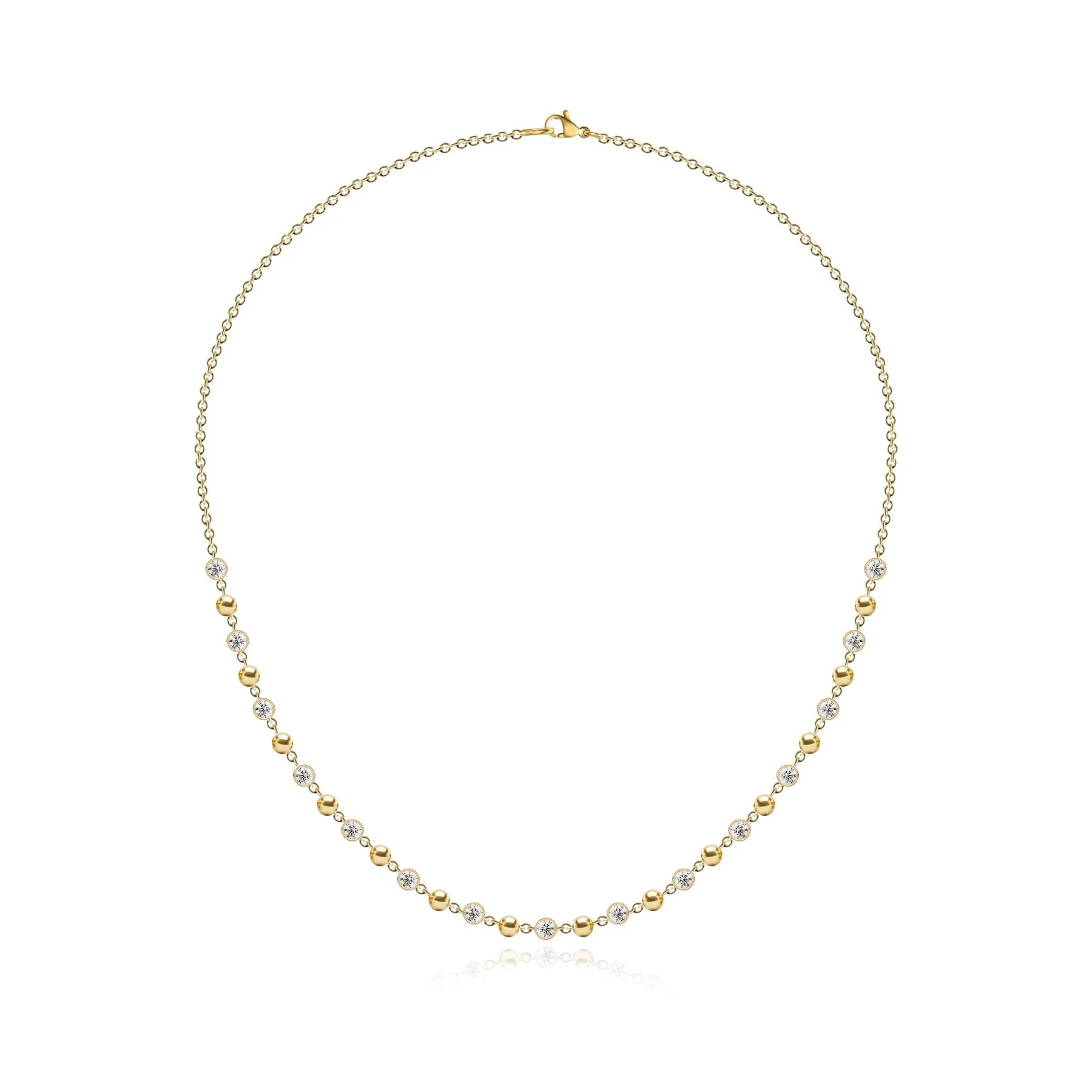 Gold and Diamonds Balls Necklace