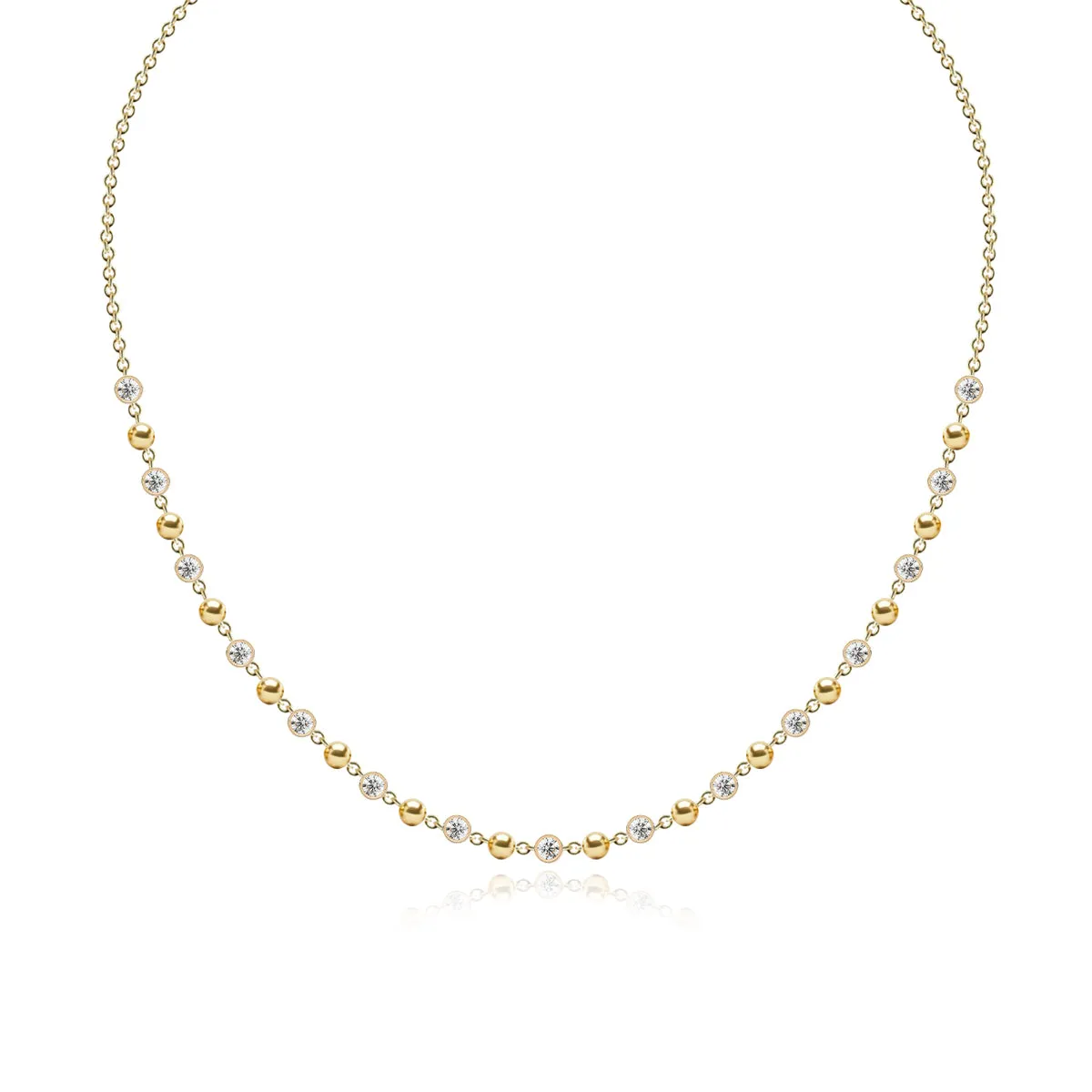 Gold and Diamonds Balls Necklace