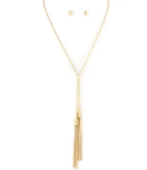 Gold Boho Chic Tassel Necklace Set