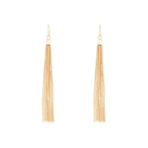 Gold Chain Tassel Drop Earrings