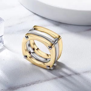 Gold Cocktail Paralleled Bar Ring with CZ