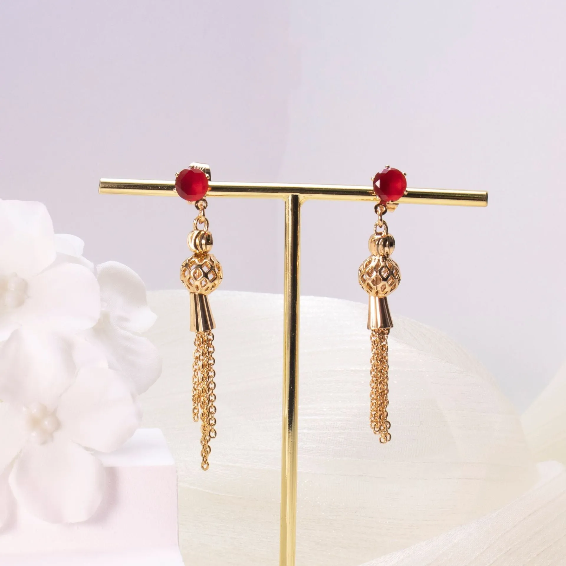 Gold-plated Diamond Tassel Earrings Eardrops Jewelry