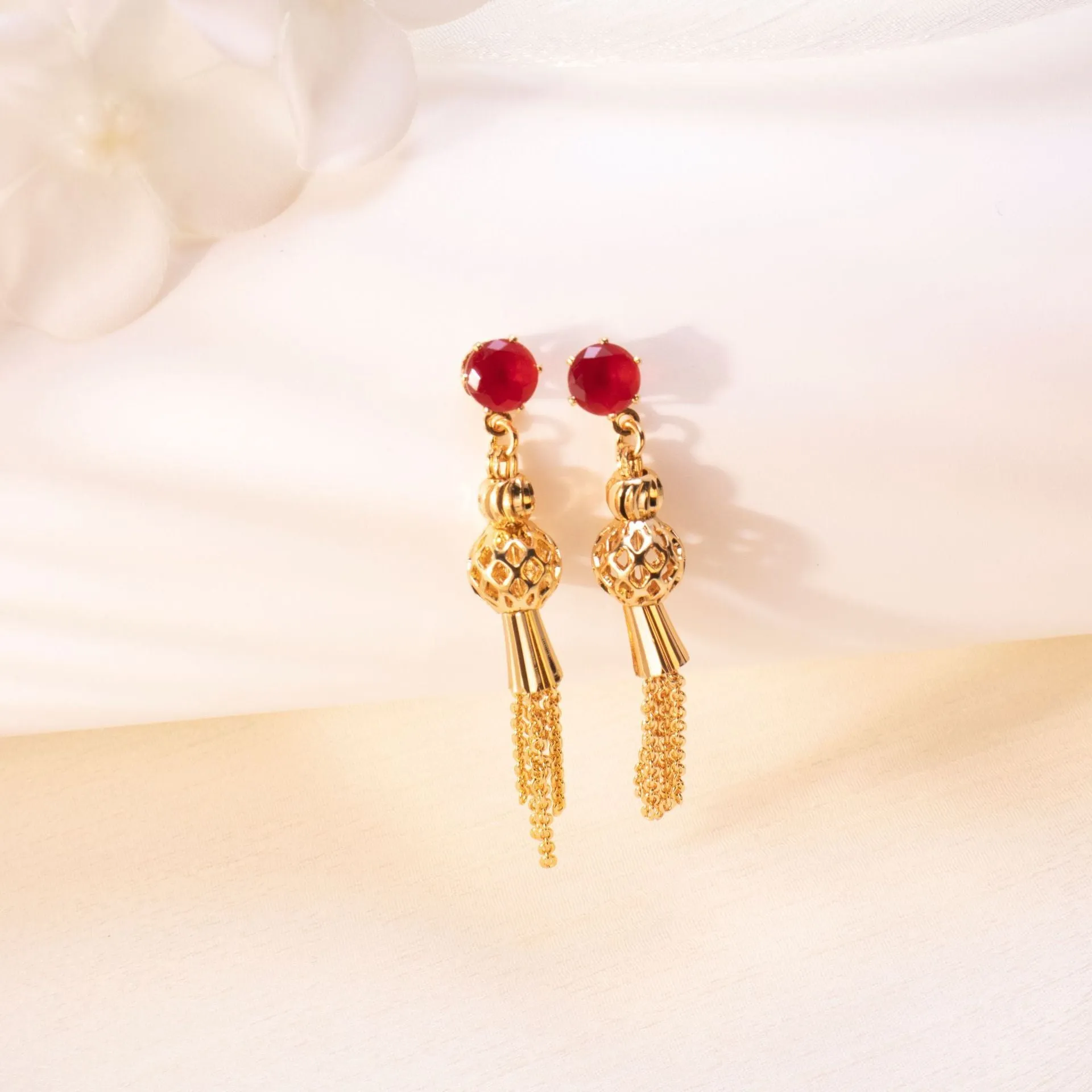 Gold-plated Diamond Tassel Earrings Eardrops Jewelry