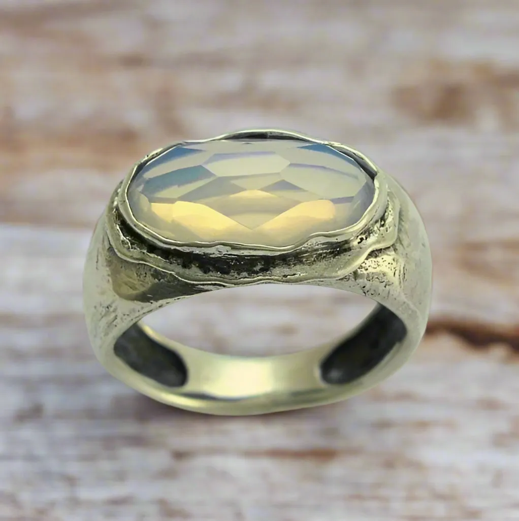 Gold Rustic Orange Carnelian Ring - Sunset.