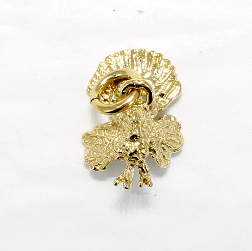 Gold Turkey charm for her charm bracelet with 3-d 14kt Gold Vermeil Turkey