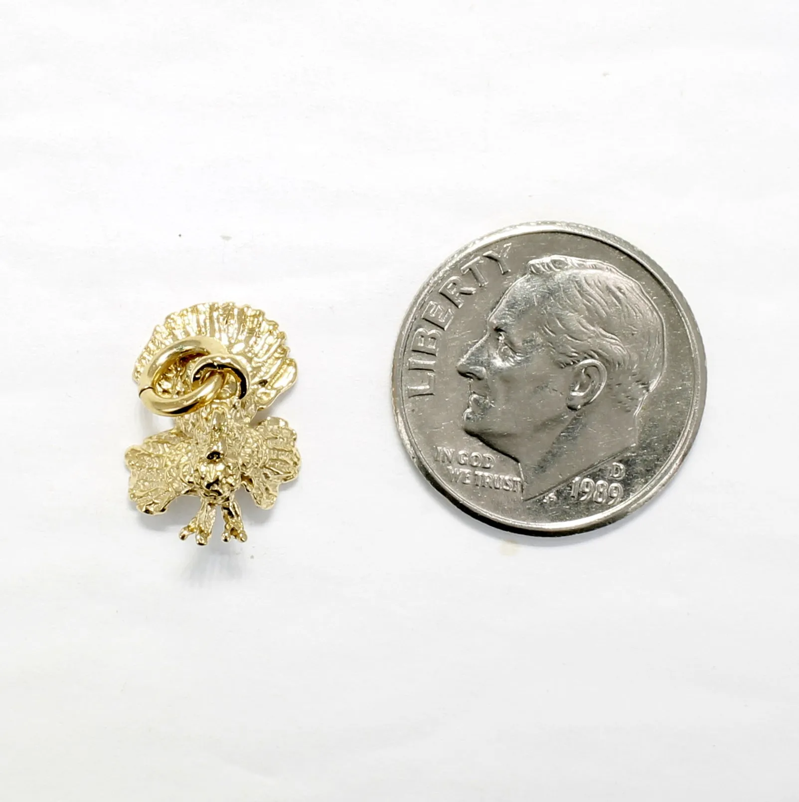 Gold Turkey charm for her charm bracelet with 3-d 14kt Gold Vermeil Turkey