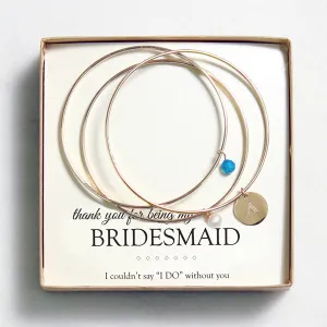 Gold w/ Caribbean Blue Crystal & Pearl Bangle Bracelets