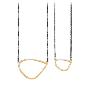 Gold Wing Pendant with Oxidised Silver Chain