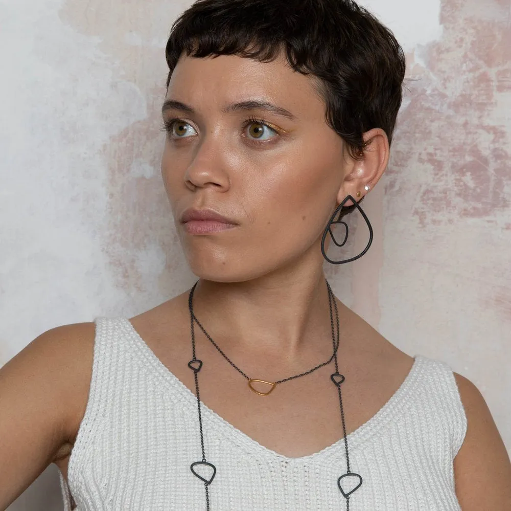 Gold Wing Pendant with Oxidised Silver Chain