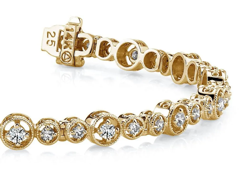 Graduated Antique Diamond Bracelet with 1.76 ct.(finished) 2mm, 2.5mm