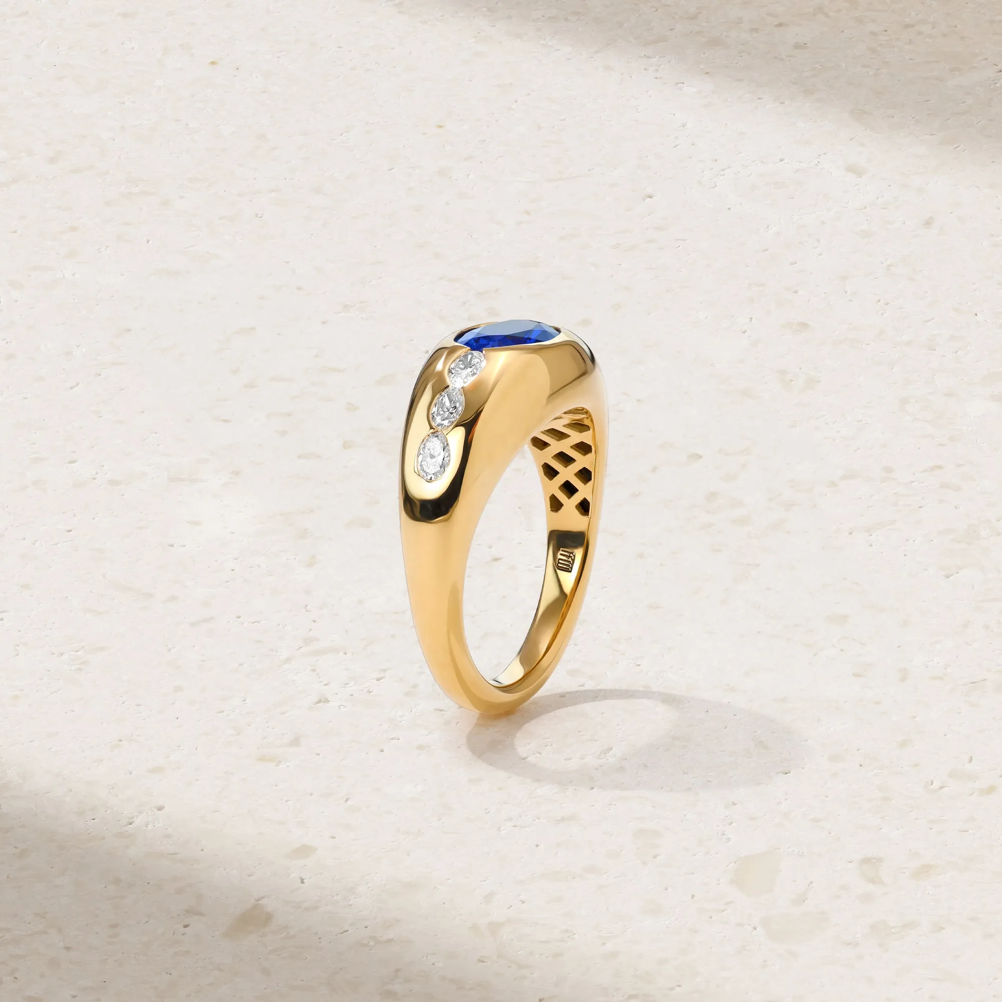 Gypsy Oval Sapphire and Diamond Ring